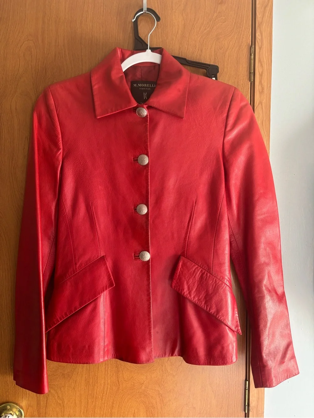 Vintage- Morelli Italian Red Leather Jacket - Women's - 42 -Size